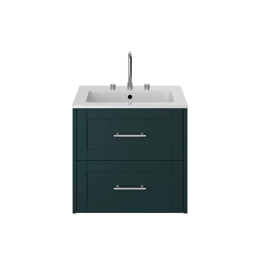 Cut out image of the Heritage Lynton 600mm Classic Green Wall Hung Vanity Unit, Basin & Handle Pack